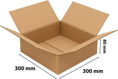 Image de Carton pliable Boîte en carton Carton 300 x 300 x 80 mm, 3 couches, pour consignes automatiques