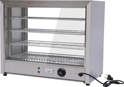 Produktbild von Wärmevitrine für Speisen - 4 Ebenen - 800 W - Gehärtetes Glas - Edelstahl 201 - Einstellbare Temperatur - Silber