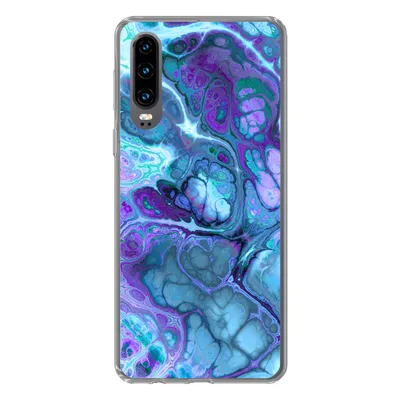 Produktbild von MuchoWow® Handyhülle Schutzhülle Hülle für Huawei P30 Kunst - Golf - Blau - Psychedelisch Silikon Softcase Handy Hülle - Kartenbesitzer