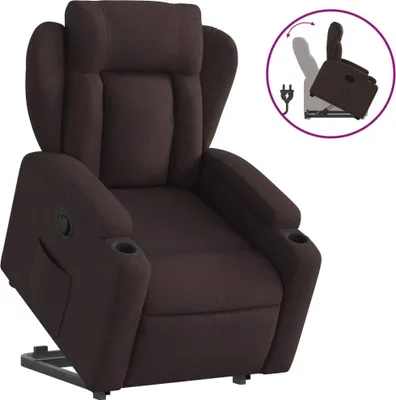 Image de vidaXL Fauteuil relax avec releveur Tissu marron foncé
