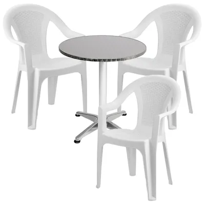 Productafbeelding van Bistroset, 4-delig, aluminium - kunststof, wit