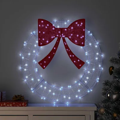 Zdjęcie produktu dla vidaXL Wianek z 60 diodami LED, zimna biel, 76 x 76 x 8,5 cm, akryl