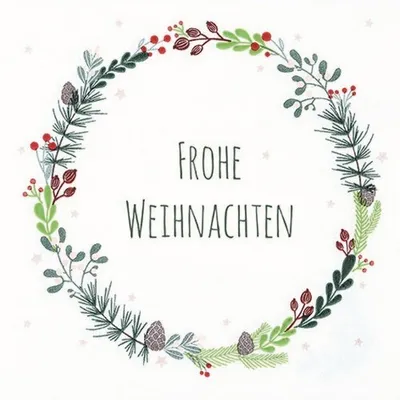 Produktbild von 20 Servietten Lucia Frohe Weihnacht - Frohe Weihnachten im Kranz 33x33cm