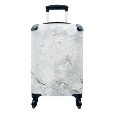 Produktbild von MuchoWow® Koffer Handgepäck Trolley Rollkoffer Kleine Reisekoffer mit 4 Rollen - Marmor - Glitter - Grau - Cabin Size < 55x40x23 cm & 55x40x20 cm - Fotokoffer - Kabinenkoffer - Boardgepäck - Reise-Box - Reisekoffer - Reisegepäck - Koffer mit Bild - Trolley für Kinder
