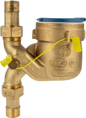 Produktbild von Fallrohr Hauswasserzähler Kombi-Set, Baulänge 105 mm, inkl Verschraubungen 1 Zoll x 3/4 Zoll AG, Messing