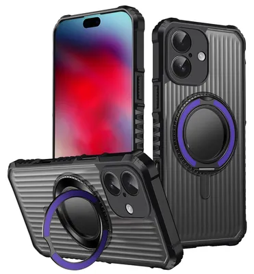 Produktbild von MagSafe Hülle für Apple iPhone 17 mit 360 Grad Ring Halter Kameraschutz Lila