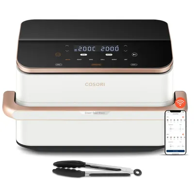 Produktbild von Cosori TwinFry, 10L, XXL Airfryer, 2 Kammern mit herausnehmbarer Trennwand, 4 Heizelemente, Sync-Funktion, ideal für Familien, weiß