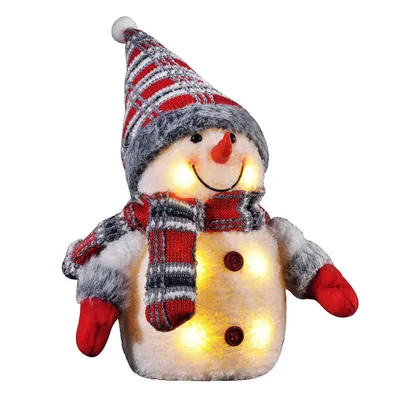 Produktbild von Bambelaa! LED Schneemann Weihnachtsdeko Innen Beleuchtet 26 cm Batteriebetrieben Weihnachtsbeleuchtung Weihnachten Rot