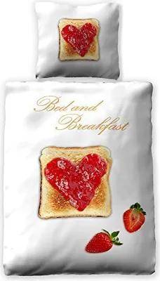 Produktbild von Jilda-Tex Digitaldruck Renforce Bettwäsche "Breakfast" 135x200cm 100%Baumwolle