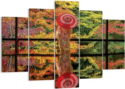 Produktbild von Bild auf Leinwand - Leinwandbild - 5 Teile - Tubikoin Tempel Die Farben - 150x100cm - Wand Bild - Wanddeko - Wandbilder - Leinwanddruck - Bilder - Wanddekoration - Leinwand bilder - EA150x100-4485