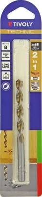 Image de Foret 2 en 1 HSS Bois/Métaux Pointe en croix Goujures 8x117MM - TIVOLY - 10804420800