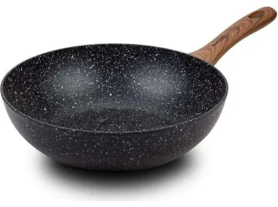 Imagen del producto de Sartén/Wok NATURE de NAVA con revestimiento de granito, ideal para freír y estofar alimentos. Diámetro de 28 cm, apta para cocinas a gas e inducción