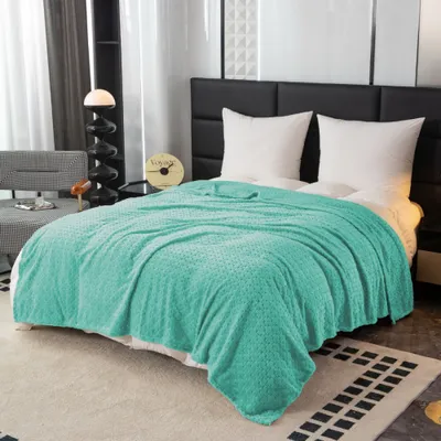 Obrázek produktu pro Přehoz na postel, univerzální přehoz, 160 x 200 cm, přehoz na pohovku XXL, přikrývka, modro-zelená
