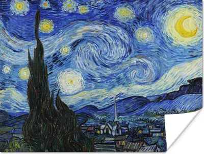 Produktbild von MuchoWow® Poster Die sternenklare Nacht - Vincent van Gogh 40x30 cm - Plakate für die Wände - Poster Wohnzimmer