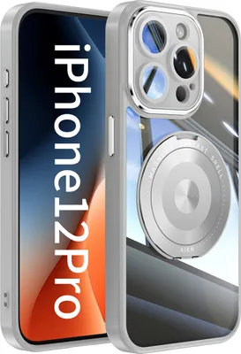 Produktbild von Handyhülle für iPhone 12 Pro Transparent Militärschutz mit Magnetring Ständer und Kameraabdeckung Grau