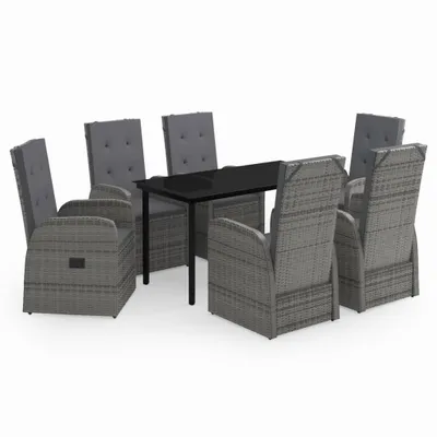 Produktbild von vidaXL 7-tlg. Garten-Essgruppe mit Kissen Grau