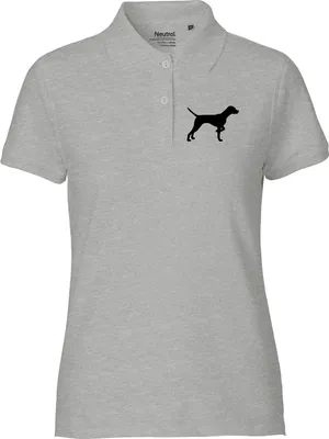 Produktbild von Huuraa Damen Polo Shirt English Pointer Silhouette L Sport Grey Bio Baumwolle Fairtrade Poloshirt Geschenkidee