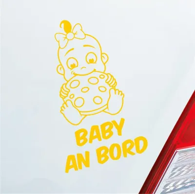 Produktbild von Auto Aufkleber Baby an Bord on Tour Lustig 17x28 cm Gelb Sticker Heckscheibenaufkleber