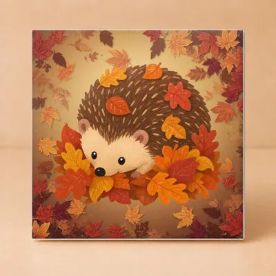 Produktbild von Süße Igel-Fliese – Herbstdeko für Naturliebhaber und Gemütlichkeitssuchende - 11 x 11 cm