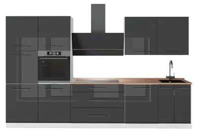 Imagen del producto de Mueble de cocina Vicco Fame-Line Antracita alto brillo/Blanco 340 cm, ET Roble, Model 64621