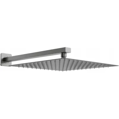Image de Tête de douche carrée Slim - Pluie 30 x 30 cm + bras de douche, Graphite (79130112-66)
