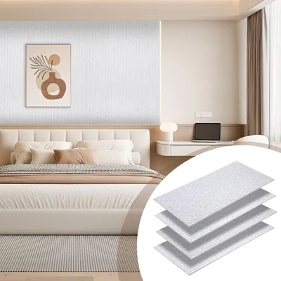 Obrázok produktu pre Ikodm Akustické panely z filcu, samolepiace, 4 kusy, 120 x 60 x 0,9 cm, zvukovoizolačné panely na stenu, s vertikálnymi drážkami, sivé