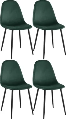 Produktbild von CLP 4er Set Esszimmerstühle Napier gepolstert bis 150 kg belastbar grün Material Samt