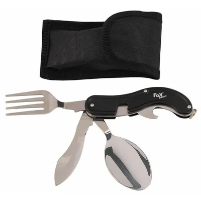 Image de Couverts de poche FoxOutdoor, 4 en 1, noir, divisible