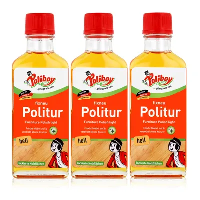 Produktbild von Poliboy Politur hell 100ml - Für lackierte helle Holzmöbel (3er Pack)