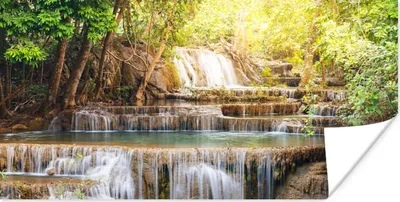 Produktbild von MuchoWow® Poster Sonne - Wasserfall - Landschaft 40x20 cm - Poster für die Wand - Poster Schlafzimmer