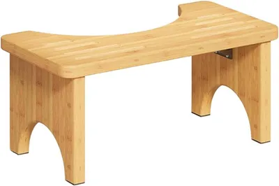 Productafbeelding van Voetenkruk Hout - Toilet Steun - Comfortabel Zitten - Antislip Ontwerp - 40 x 20 cm - Houtkleur