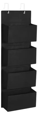 Produktbild von Hängeorganizer mit 4 Fächern, Hängeregal, Kleiderschrank-Organizer, Hängeaufbewahrung, Tür-Organizer, Schlafzimmer-Wohnzimmer, 12 x 33,5 x 100 cm, Tintenschwarz RDH004B01