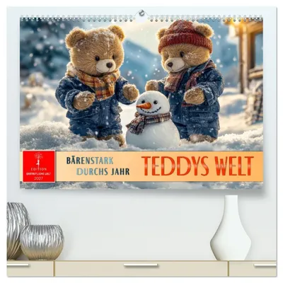 Produktbild von Teddys Welt - Bärenstark durchs Jahr (hochwertiger Premium Wandkalender 2027 DIN A2 quer), Kunstdruck in Hochglanz