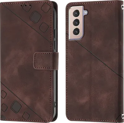 Produktbild von Hülle für Samsung Galaxy S21 Plus 5G Prägung Flip Leder Brieftasche Schutzhülle mit Ständer Braun