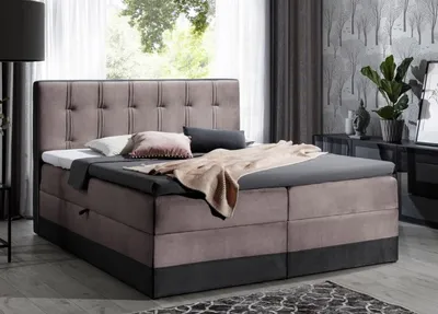 Produktbild von Polsterbett Boxspring 120x200 MARYLIN – Rosa + GRATIS Topper