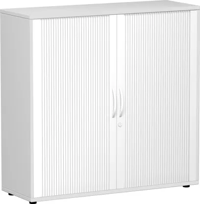 Produktbild von Geramöbel Querrollladenschrank Oberboden 25 mm, mit Standfüßen, abschließbar, 1200x425x1182, Silber/grau, S-312310-SL