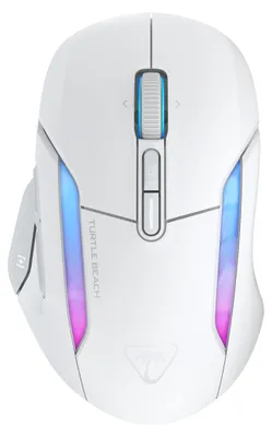 Produktbild von Turtle Beach Kone II Air – Kabellose, ergonomische RGB-Gaming-Maus, 350-Stunden-Akku, optischer 26K DPI Sensor, 21 programmierbare Funktionen, 4D-Free-Spin-Scroll-Rad, Weiß, Rechts, Optisch, RF Wireless + Bluetooth, 26000 DPI, Weiß