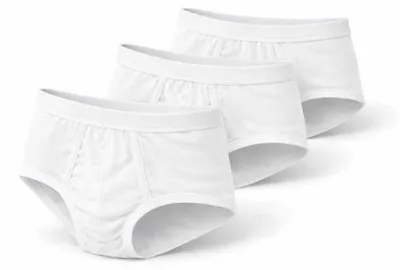 Produktbild von Herren Slips 3er Pack 100% Baumwolle ohne Gummi atmungsaktiv bequem hautfreundlich Unterwäsche Weiß/L
