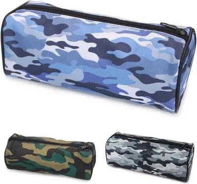 Image de Cartable pour le collège, motif camouflage, trousse bleue/verte