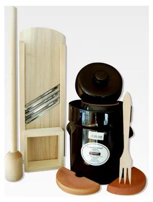 Produktbild von Gärtopf, Sauerkrauttopf 30 Ltr. mit Krauthobel, Stampfer und Gabel für die Milchsäuregärung