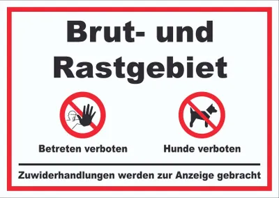 Produktbild von Brut- und Rastgebiet Betreten und Hunde verboten Schild A2 (420x594mm)