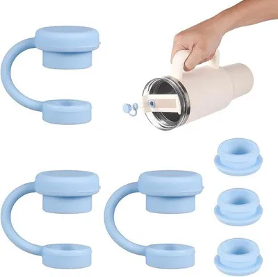Immagine prodotto di Fermacoperchio a 3 pezzi con protezione per canna a 3 pezzi, blu, per bicchieri