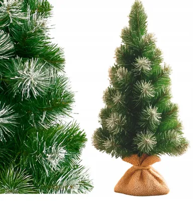 Produktbild von Kleiner künstlicher Weihnachtsbaum, 65 cm, sehr dicht, mit Schnee bedeckt, auf einem Jutefuß