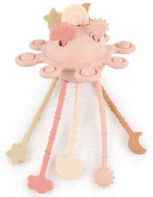 Produktbild von Bieco Silikon Activity Planet Dreamy rose | Montessori Ufo Spielzeug Baby | Silikon Zugschnur Spielzeug ab 1 | Montessori Spielzeug Silikon | Baby Spielzeug Montessori Spielzeug Baby Motorikspielzeug