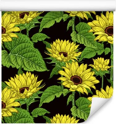 Produktbild von 10m VLIES TAPETE Rolle Sonnenblumen Natur Blumen Pflanzen Blätter Flora XXL