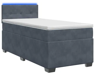 Produktbild von vidaXL Boxspringbett mit Matratze und LED Dunkelgrau 90 x 190 cm Samt