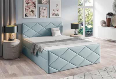 Produktbild von Boxspringbett Schlafzimmerbett KOSMOS 120x220cm Stoff Inari Hellblau