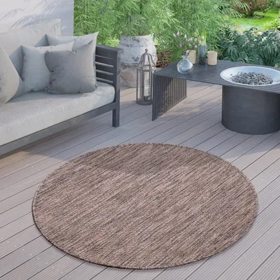 Produktbild von In- & Outdoor Teppich Flachgewebe einfarbig modern wetterfest für Terrasse Küche Einfarbiges Muster Grösse 80 cm Rund