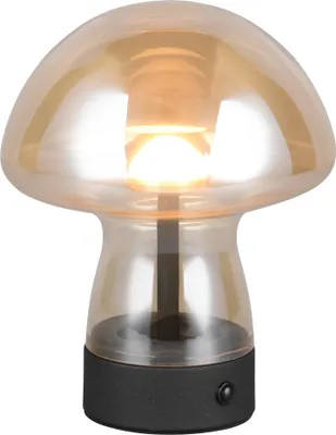 Immagine prodotto di Lampada da tavolo a LED, vetro ambrato, touch dimmer, batteria ricaricabile, H18cm