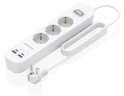 Produktbild von AISENS ASPS-2A2C10-W, 1,4 m, Drinnen, Typ F, Typ F, 1,5 mm², Kupfer